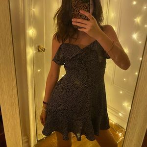 Black polka dots print dress